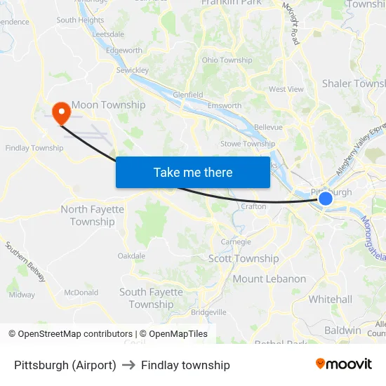 Pittsburgh (Airport) to Findlay township map