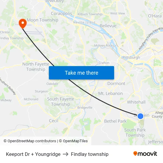 Keeport Dr + Youngridge to Findlay township map