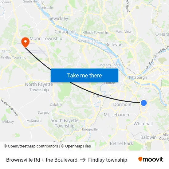Brownsville Rd + the Boulevard to Findlay township map