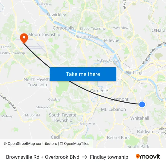 Brownsville Rd + Overbrook Blvd to Findlay township map