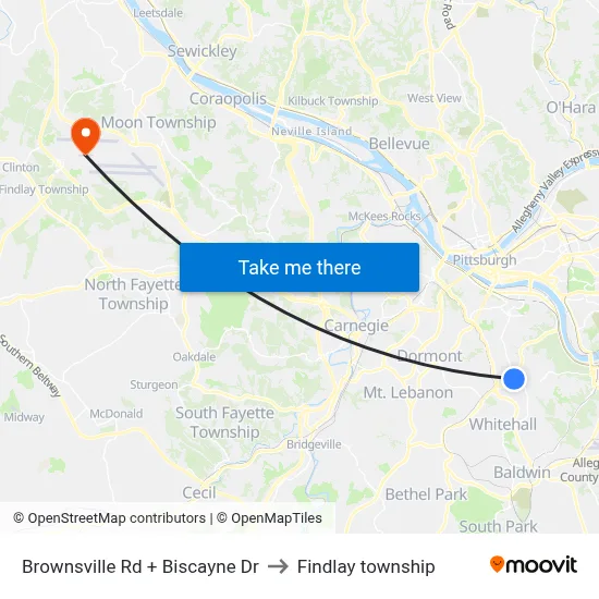 Brownsville Rd + Biscayne Dr to Findlay township map