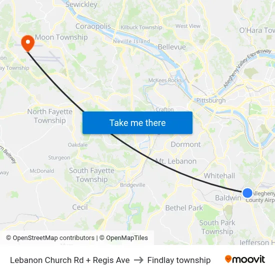 Lebanon Church Rd + Regis Ave to Findlay township map