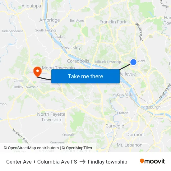 Center Ave + Columbia Ave FS to Findlay township map