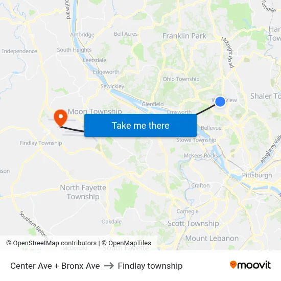 Center Ave + Bronx Ave to Findlay township map