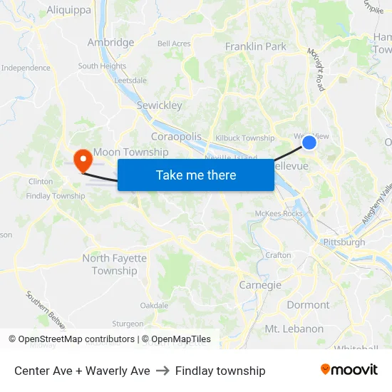 Center Ave + Waverly Ave to Findlay township map