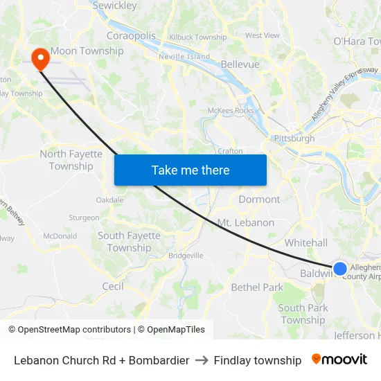Lebanon Church Rd + Bombardier to Findlay township map