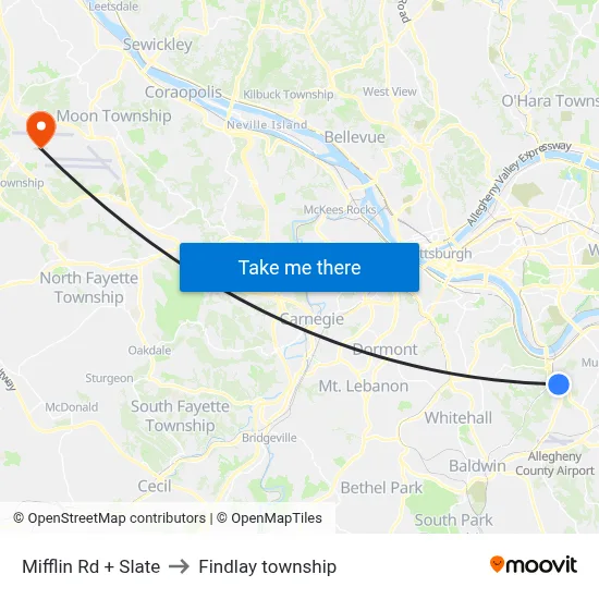 Mifflin Rd + Slate to Findlay township map