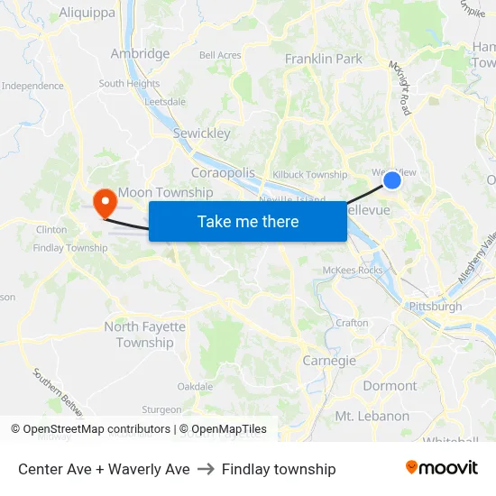 Center Ave + Waverly Ave to Findlay township map