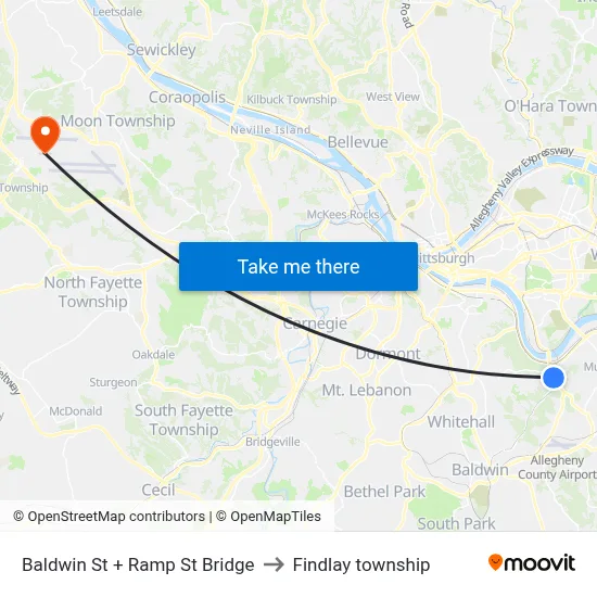Baldwin St + Ramp St Bridge to Findlay township map