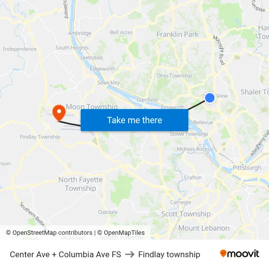 Center Ave + Columbia Ave FS to Findlay township map