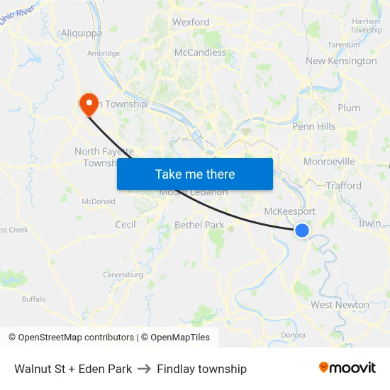 Walnut St + Eden Park to Findlay township map