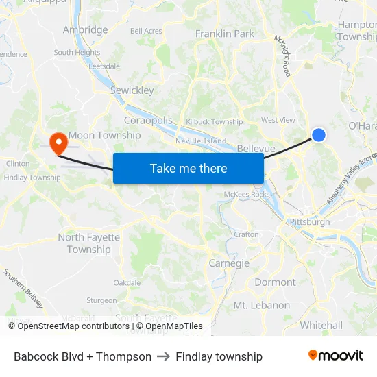 Babcock Blvd + Thompson to Findlay township map