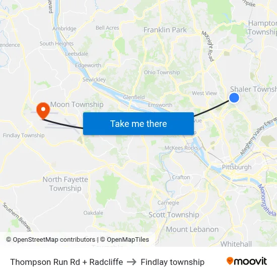 Thompson Run Rd + Radcliffe to Findlay township map