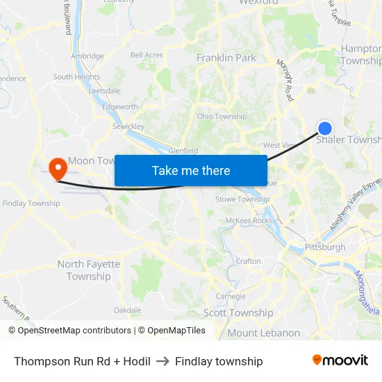 Thompson Run Rd + Hodil to Findlay township map