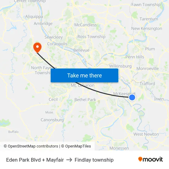 Eden Park Blvd + Mayfair to Findlay township map
