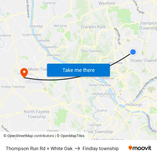Thompson Run Rd + White Oak to Findlay township map