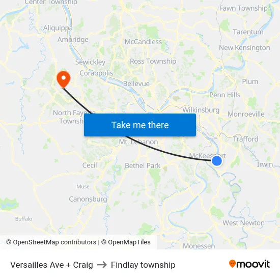 Versailles Ave + Craig to Findlay township map