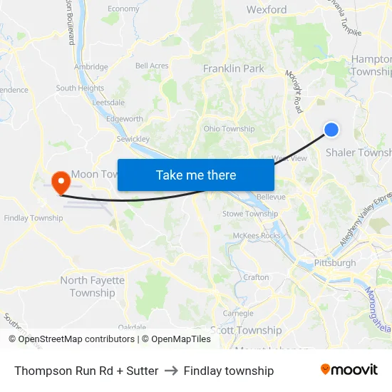 Thompson Run Rd + Sutter to Findlay township map