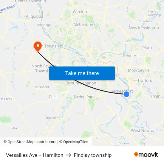 Versailles Ave + Hamilton to Findlay township map