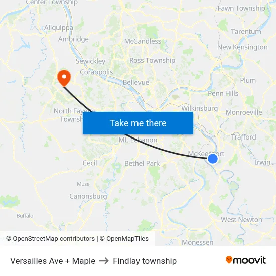 Versailles Ave + Maple to Findlay township map