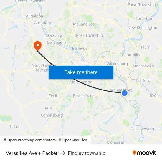 Versailles Ave + Packer to Findlay township map
