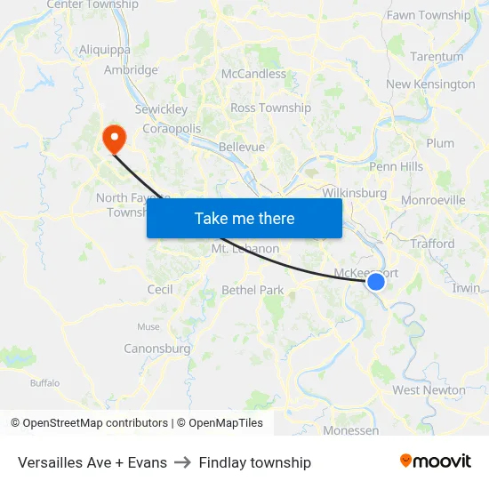 Versailles Ave + Evans to Findlay township map