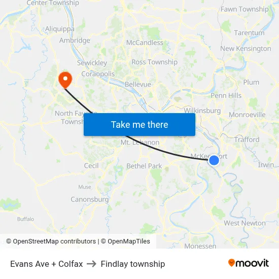 Evans Ave + Colfax to Findlay township map
