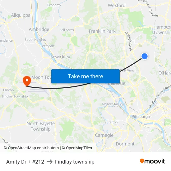Amity Dr + #212 to Findlay township map