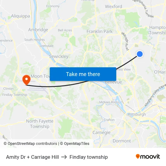Amity Dr + Carriage Hill to Findlay township map