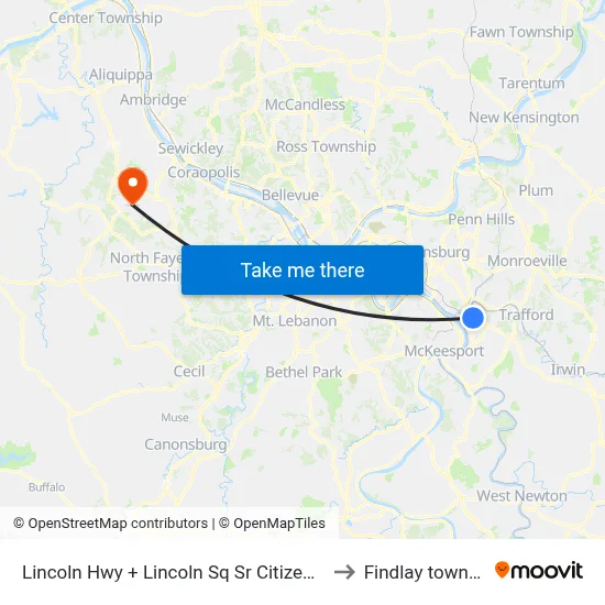 Lincoln Hwy + Lincoln Sq Sr Citizen Home to Findlay township map