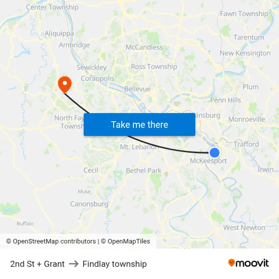 2nd St + Grant to Findlay township map