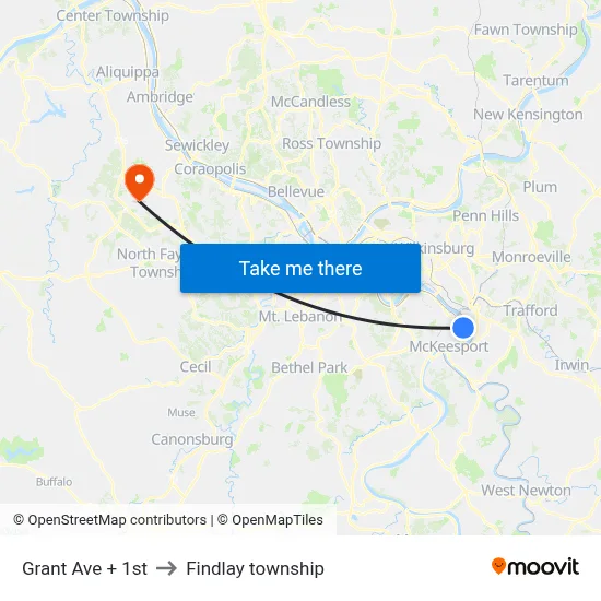 Grant Ave + 1st to Findlay township map