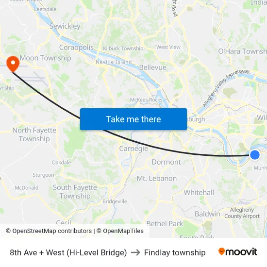 8th Ave + West (Hi-Level Bridge) to Findlay township map