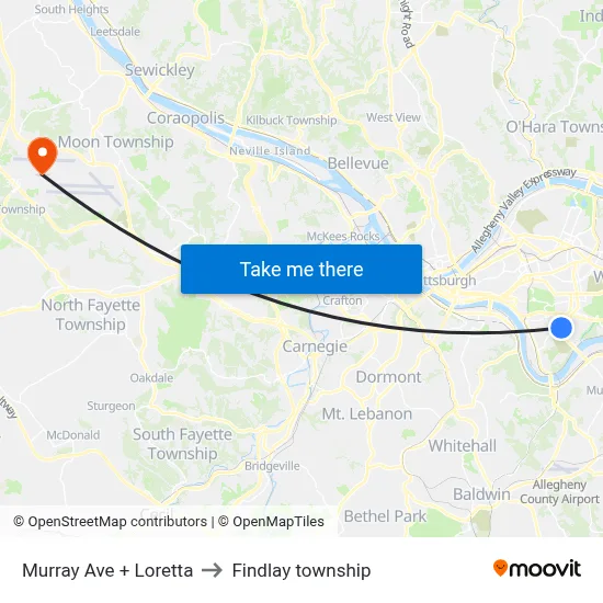 Murray Ave + Loretta to Findlay township map