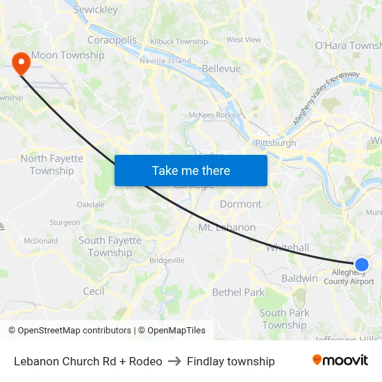 Lebanon Church Rd + Rodeo to Findlay township map