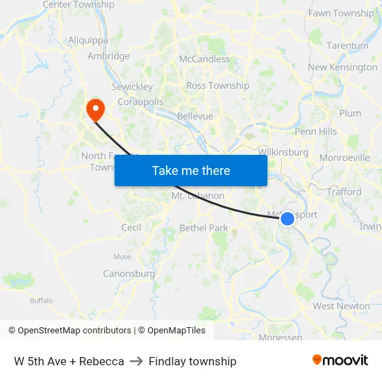 W 5th Ave + Rebecca to Findlay township map