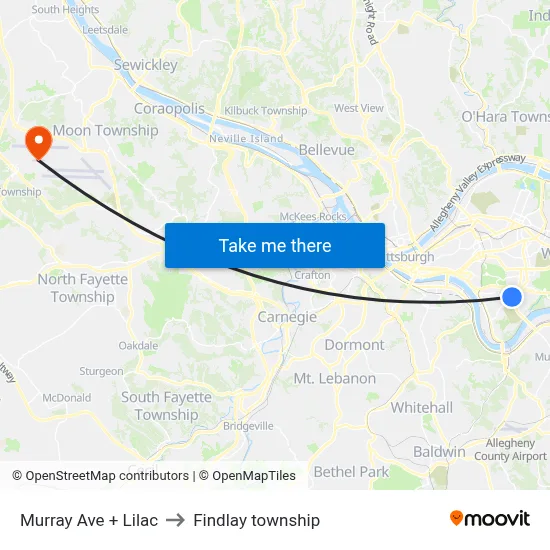 Murray Ave + Lilac to Findlay township map
