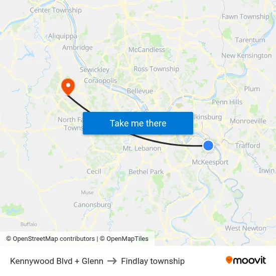 Kennywood Blvd + Glenn to Findlay township map