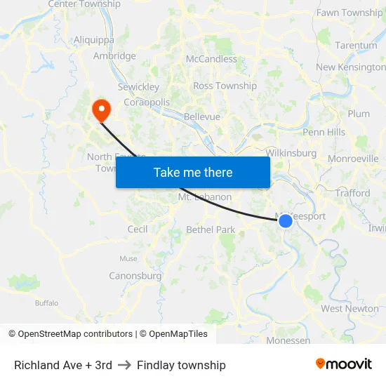 Richland Ave + 3rd to Findlay township map