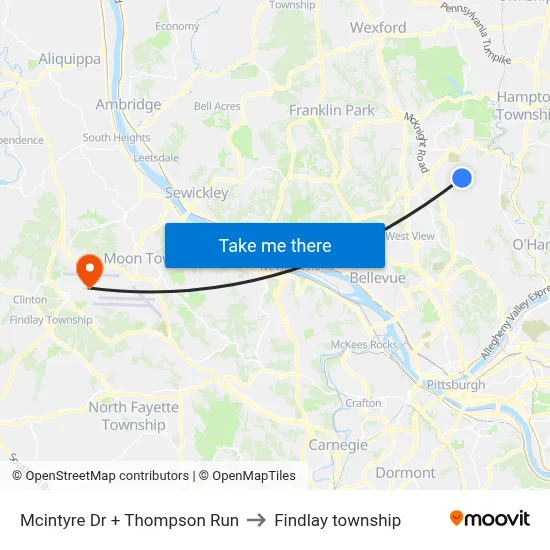 Mcintyre Dr + Thompson Run to Findlay township map