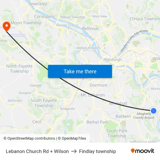 Lebanon Church Rd + Wilson to Findlay township map