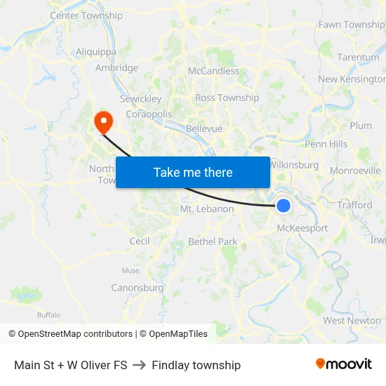Main St + W Oliver FS to Findlay township map
