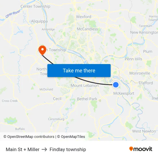 Main St + Miller to Findlay township map