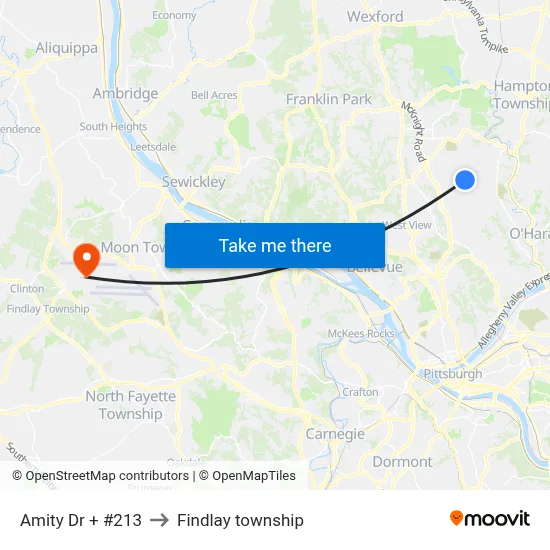 Amity Dr + #213 to Findlay township map