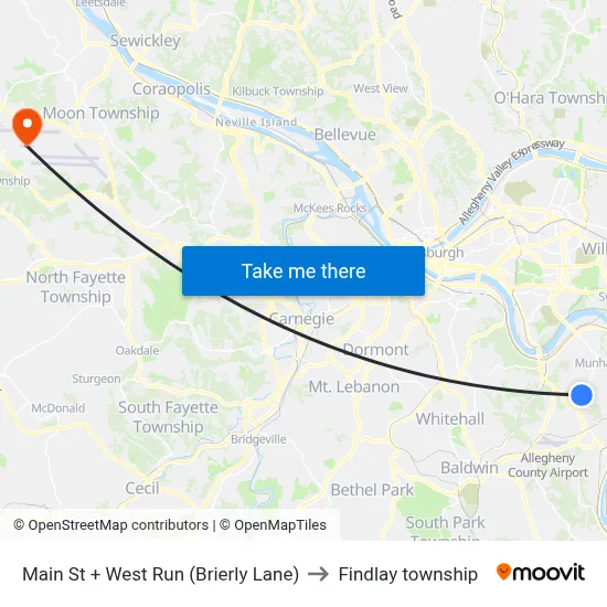 Main St + West Run (Brierly Lane) to Findlay township map
