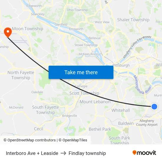 Interboro Ave + Leaside to Findlay township map