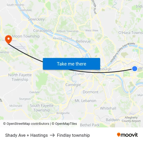 Shady Ave + Hastings to Findlay township map