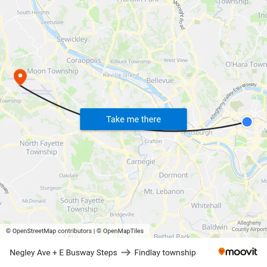 Negley Ave + E Busway Steps to Findlay township map