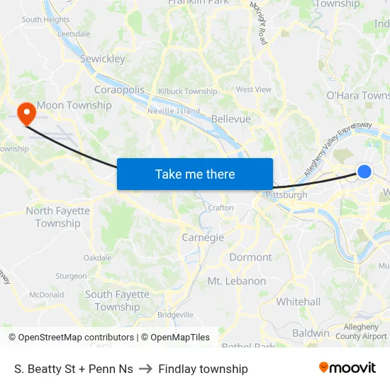 S. Beatty St + Penn Ns to Findlay township map