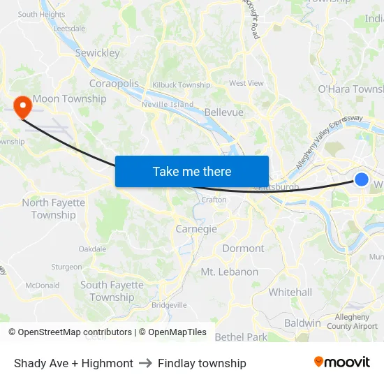 Shady Ave + Highmont to Findlay township map